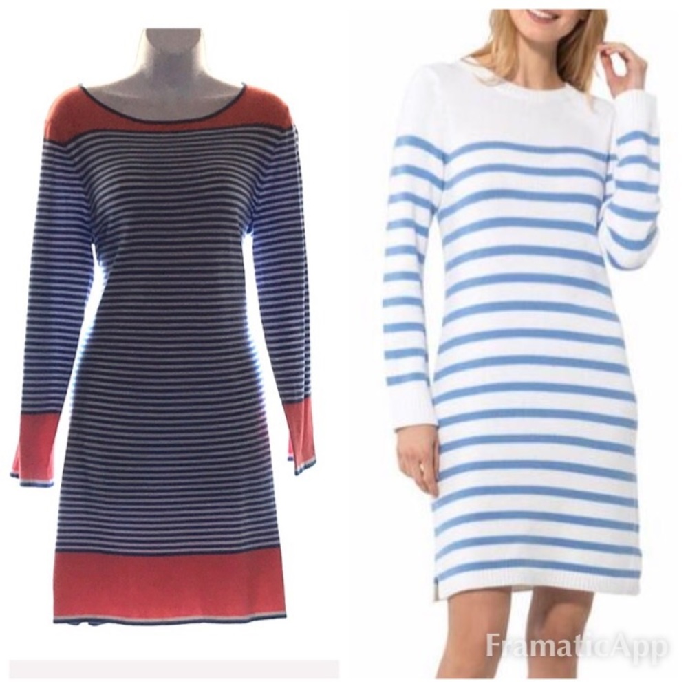 Sail to Sable/ Long Sleeve Stripe Sweater Dress